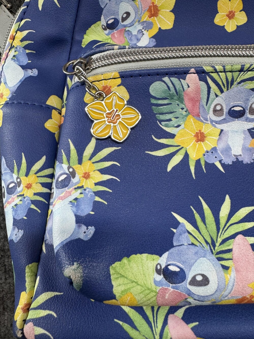 Loungefly Disney Stitch Mini Backpack Womens Blue Floral Tropical Charm Print - Picture 3 of 11